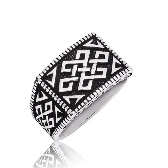 Nodes Signet Men's 925 Sterling Silver Rings - Picture 1 of 8